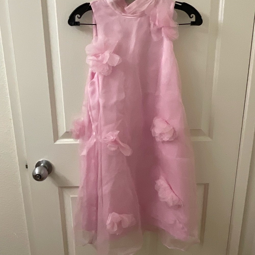 Cinq a Sept Light Pink Kids Dress with Floral Details